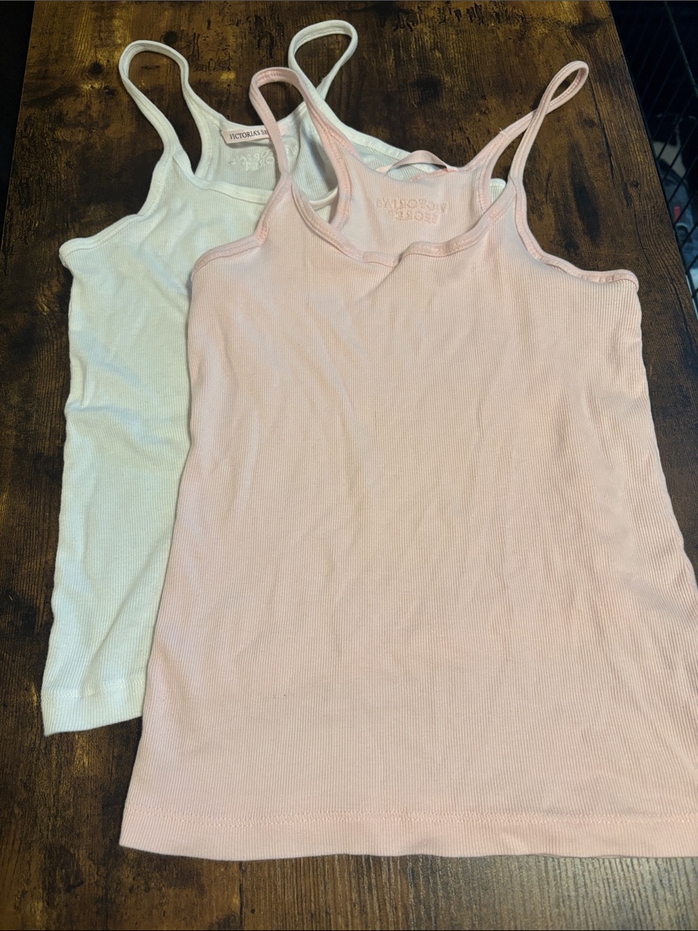 Victoria's Secret Ribbed Spaghetti Strap Camisole Duo - Light Pink & White